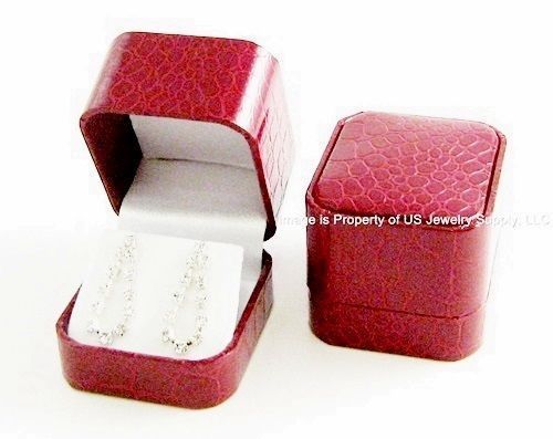 2 Elegant Faux Crocodile Pattern Earring Jewelry Display Gift Boxes