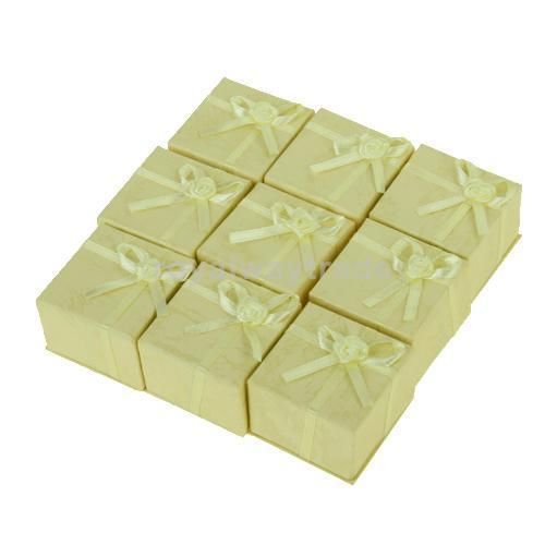 24 x Yellow Square Hard Cardboard Jewelry Ring Case Gift Box 40x40x29mm