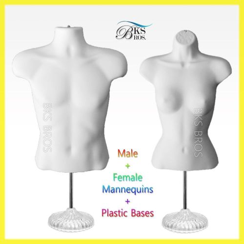 Man &amp; woman torso mannequins white w/arcylic stand hook male female hollow back for sale