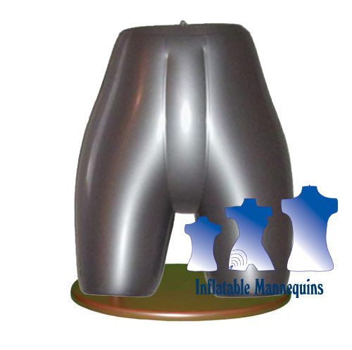 Inflatable Female Panty Form, Silver and Wood Table Top Stand