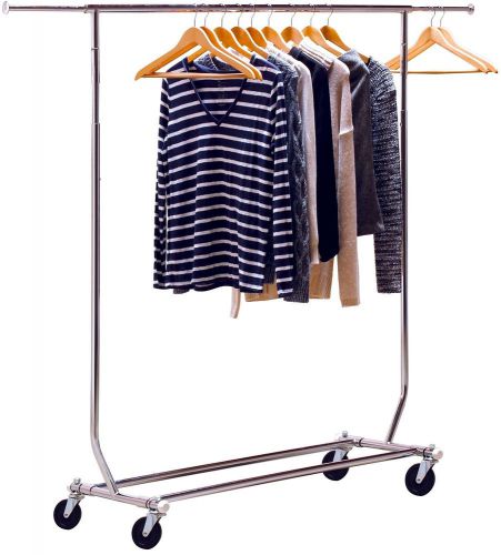 Supreme Heavy Duty Commercial Grade Garment Rolling Rack, Chrome