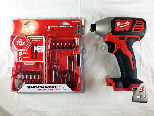 New milwaukee 2656-20 18v 1/4 cordless impact driver &amp; 18 pc impact bit set -new for sale