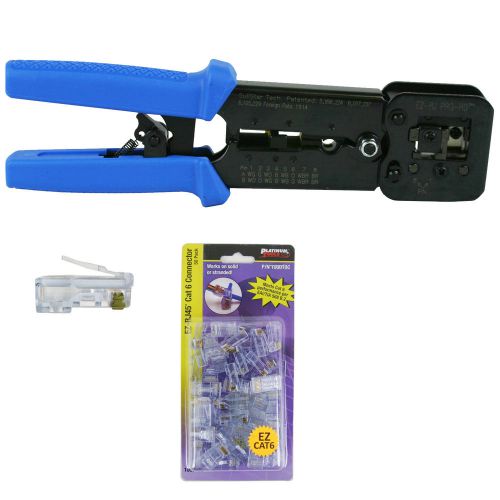 Platinum tools 100054 ez-rjpro hd crimp tool, ez-rj45 series cat6+ 50 connectors for sale