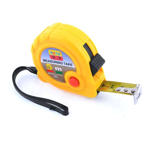 Woodworker Belt Clip 5 Meters Retractable Metric Steel Measuring Tape Yellow