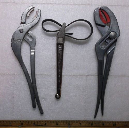 2 Cannon Plug Pliers, Slip Jaw Pliers plus 1 Glenair 12&#034; Strap Wrench TC70