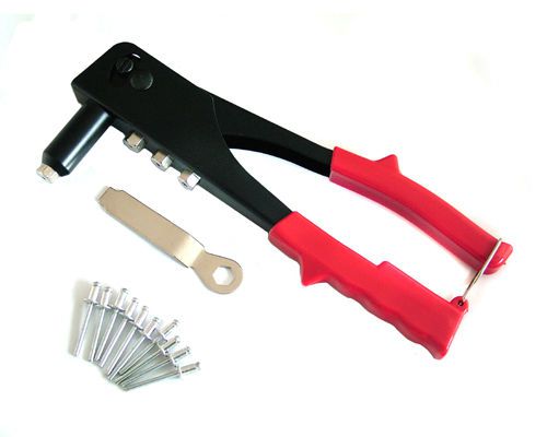 HEAVY DUTY HAND RIVETER + 275 RIVETS + 4 NOZZLES POP RIVET GUN TOOL HEAD