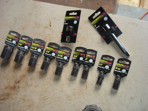 KT Industries &#034;Professional&#034; sockets 1/2&#034; drive lot of 11 pcs.