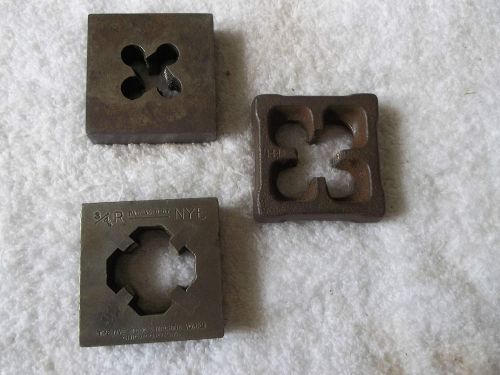 Vintage Antique Square Pipe Threading Die 3pc GTD, NYE Tool &amp; Machine Works