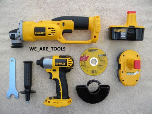 Dewalt dc411 18v cordless grinder, dc827 impact, 2 dc9096 batteries 18 volt xrp for sale