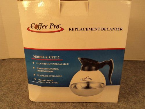 NIB COFFEE PRO BREAK RESISTANT REPLACEMENT DECANTER MODEL CPU #12