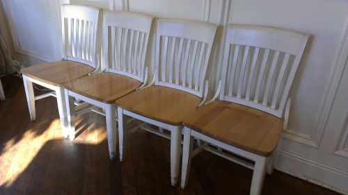 38 used commercial grade two-tone solid oak school house side chairs for sale