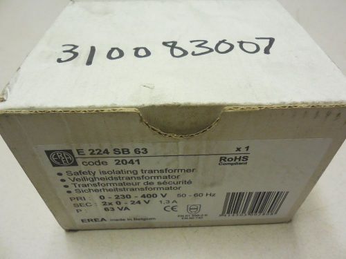 Erea transformer e224sb63 63va primary 0-230v-400v, secondary 2x 0-24volts b4 for sale