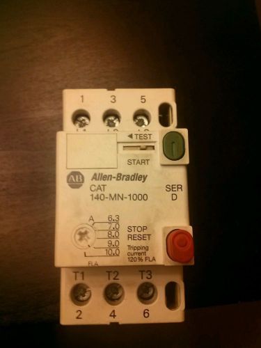 Allen-Bradley CAT 140-MN-1000 Ser.D Adjustable Overload 6.3A-10A