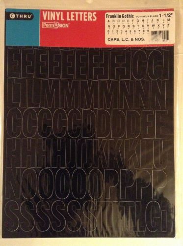 Vinyl Lettering Self-Adhesive 1 1/2&#034; Black Franklin Gothic Caps &amp; Nos.