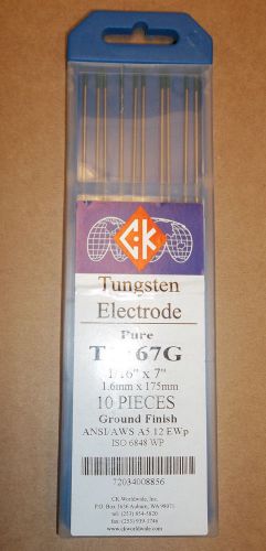 RADNOR TUNGSTEN ELECTRODES PURE T1167G 1/16&#034; X 7&#034; NEW