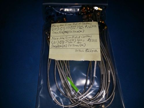 Flexible Semi Rigid RF Cables 13&#034; &amp; 11&#034; SMA Right Angle (M) to SMA (M) Lot of 18