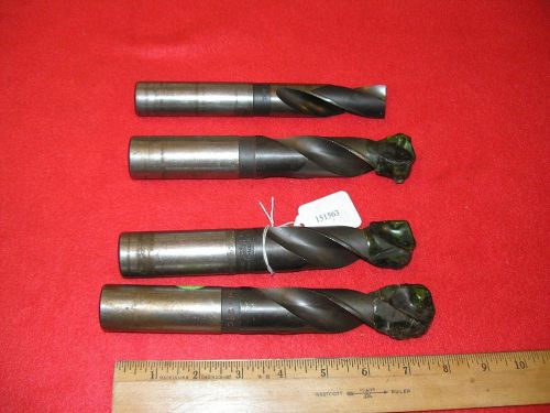 4 Round Shank Coolant Type Drill Bits Three 1 7/64 &amp; Flat Bottom National 15/16