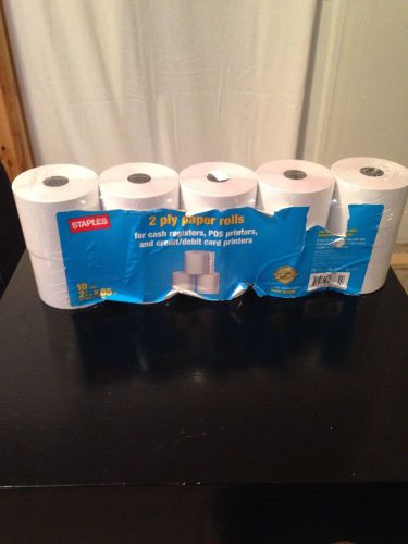 Staples 2 Ply Paper Rolls Cash Register, Pos Printers, Credit/Debit 21/4&#034;x85ft