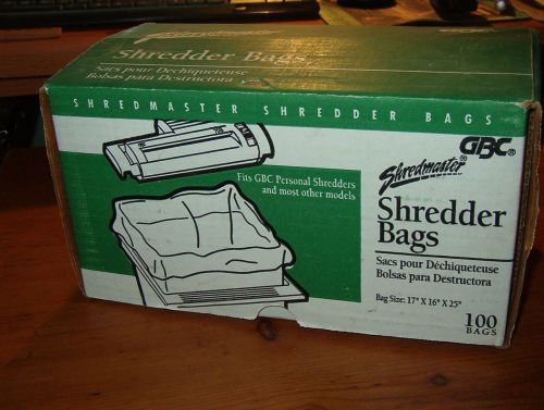 SHREDMASTER GBC BAGS 17&#034; X 16&#034; X 25&#034; SHREDDER BAGS NEW 100 BAGS FREE S/H