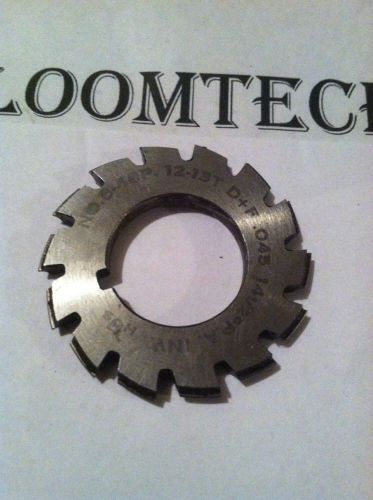 NEW INVOLUTE GEAR CUTTER #8 48P 12-13T 14.5PA  7/8&#034;bore  HSS NTD&amp;TCo.