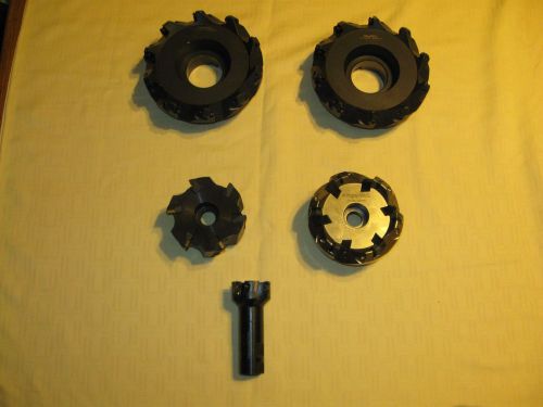 5 pc. Large Milling Machine Cutter Head set, All indexable insert type heads.
