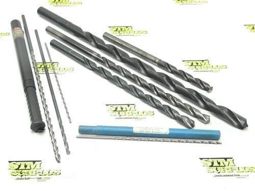 LOT OF 8 HSS STRAIGHT SHANK EXTRA LENGTH TWIST DRILLS 1/8&#034; TO 23/32&#034; GUHRING