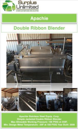 Apache Steam Jacketed Dual Ribbon Blender  4000Lb Capacity