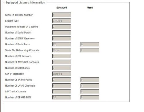 Toshiba Strata CIX100 CIX 100 ACTU3A w/2 IP, 72 port, 4 LVMU &amp; 65 SDM Licenses