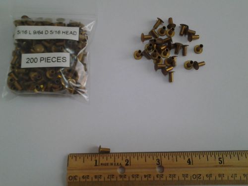 200 VINTAGE SOLID BRASS RIVETS 5/16 LONG 9/64 DIA. 5/16 TRUSS HEAD