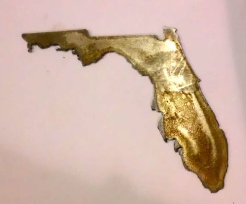 6 inch florida state shape rough rusty metal vintage stencil ornament magnet for sale