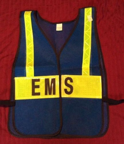 SIZE LARGE BLUE SAFETY VEST READS &#034;EMS&#034;