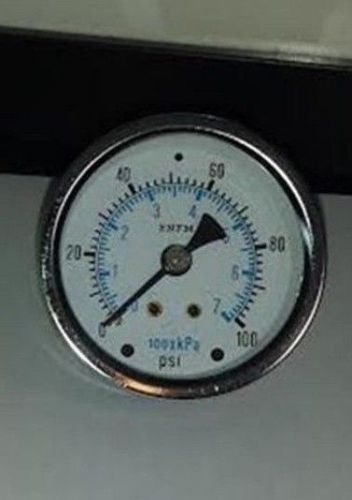 Air Pressure Gauge, 0-100 PSI, Center Back Mount, 2&#034; 1/4&#034;NPT, brass connection