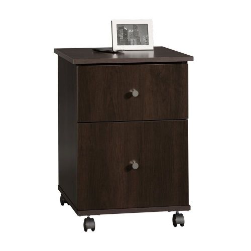 Filing File Cabinet Wooden Cherry Wood Cart Storage, Cinnamon Finish