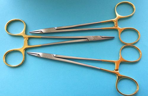 Set of 3 tc crile wood needle holder forceps 14cm vet, surgical instruments ce for sale