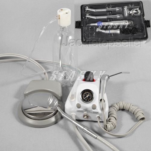 Dental Portable Turbine Unit +  3 way syringe + Low/High Speed Handpiece 4holes