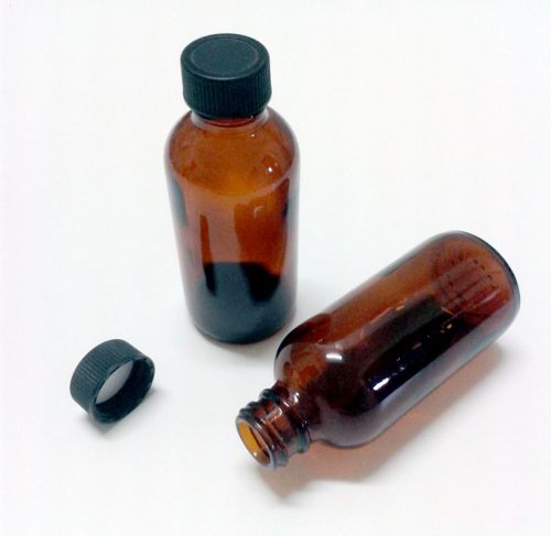 2 oz 60ml Amber Glass Boston Round Bottles With Cap