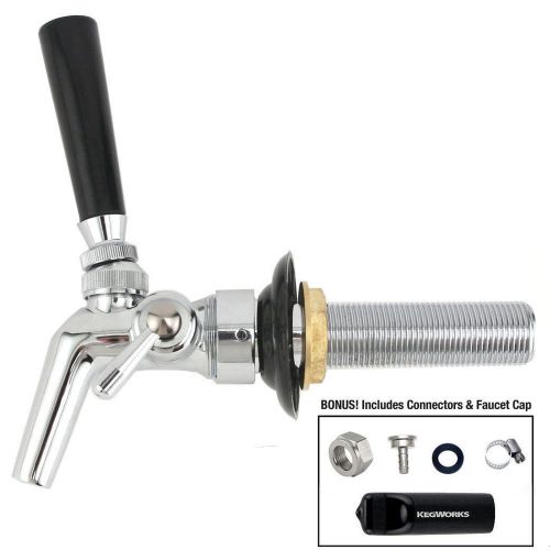 Perlick 650SS Flow Control Faucet + 4&#034; SS Shank Tap Kit - Kegerator Draft Beer