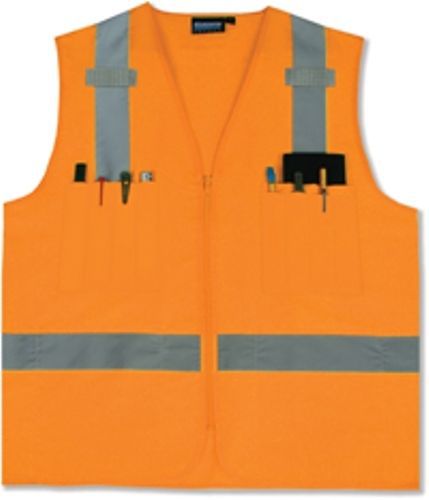 ERB CLASS 2 SURVEYORS VEST ORANGE ZIPPER NICE M-5X NICE! ANSI/ISEA APPROVED