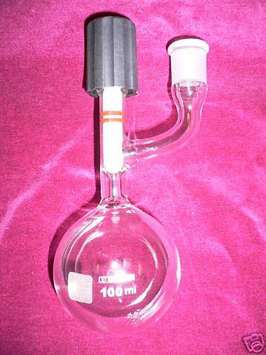 New reaction round bottom flask, 100ml, sidearm 14/20 for sale