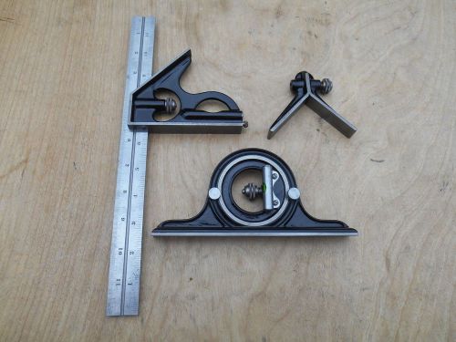 Union Tool Co. combination square set, square, protractor, center head, rule