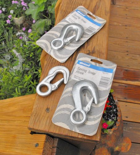 3 SPRING SNAP HOOKS 2 IN ORIG PACKAGE PLATED STEEL 5000 LB LOAD EYE HOOKS SAFETY