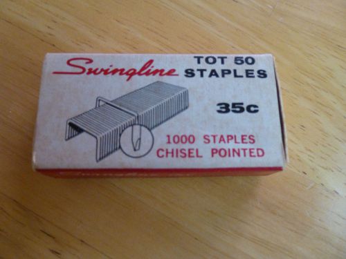 Vintage swingline tot 50 staples originally 35 cents box about 18 rows for sale