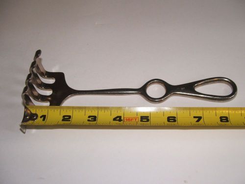 Israel Rake Retractor, 9&#034;, Blunt, 4 prong, One Lot of 4 Pieces