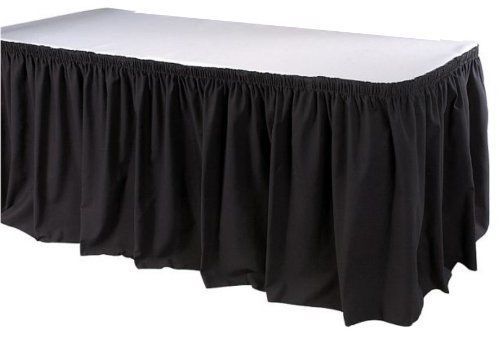 Phoenix 21-1/2 Feet Table Skirting, Shirred, Black