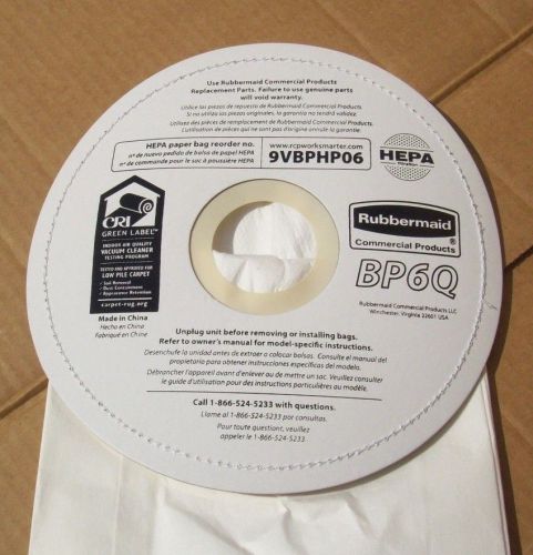 Rubbermaid 9VBPHP06 Replacement HEPA Bags for 1868433 or 9VBP06 Backpack Vacuum