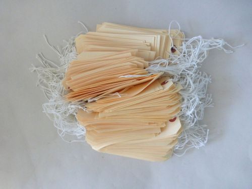 200 pre-strung blank manila gift hang tags 5&#034; x 2 1/2&#034; inventory label no box for sale