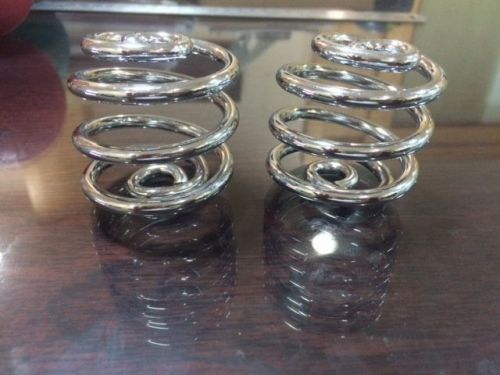 Pair of 2&#034; Chrome Barrel Coiled Solo Seat Springs Harley Chopper Bobber Bike