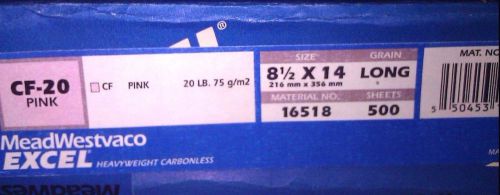 1 REAM MeadWestvaco EXCEL NCR CF-20LB PINK, 8.5x14 CARBONLESS PAPER