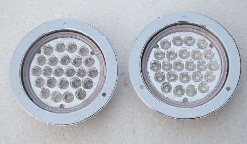 Pair Round Led plastic frame Reverse Interior Lamp Light Trailer Truck 4&#034; Clear