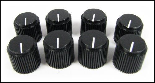 8-pack potentiometer knobs: black ribbed with white line for sale